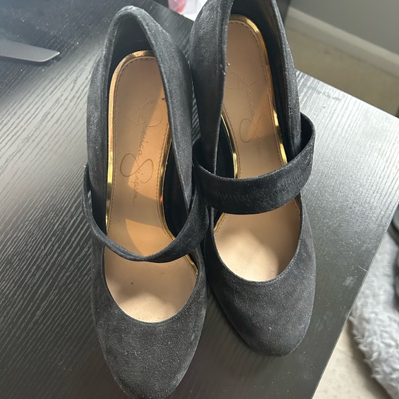 Jessica Simpson Shoes - Jessica Simpson Black Mary Jane Heels Size 7.5 Ankle Strap Pumps